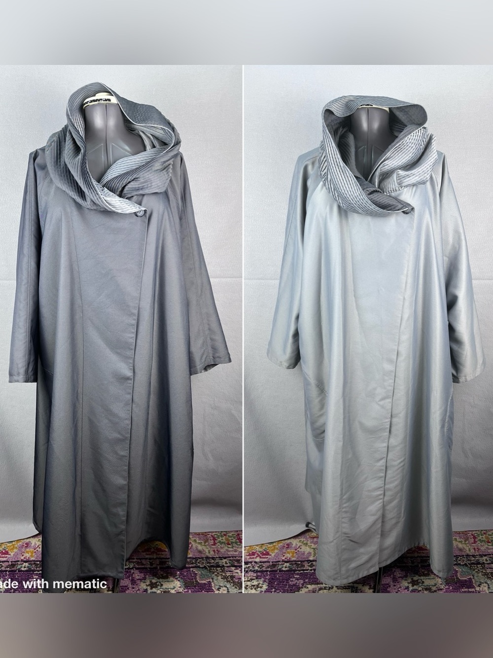 Vintage Sue Brett Long Accordion Hooded Slouch Cloak Coat Reversible Women’s 2XL